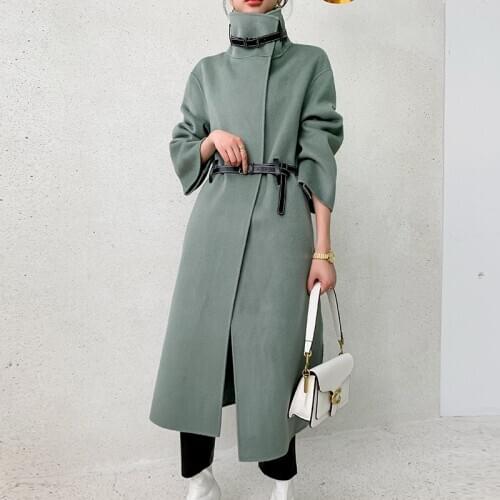 Wool coat womens autumn and winter new coat long padded jacket