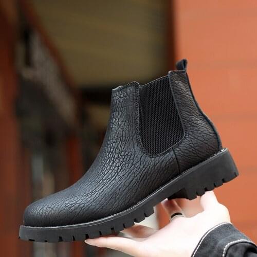2020 Winter Chelsea Boots Men Leather Shoes Men Ankle Boots Fashion Brand Autumn Winter Warm Male Footwear 2021 New