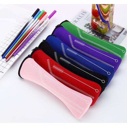 1 Set Reusable Drinking Straw Eco-friendly Rust-proof Stainless Steel Colorful Drinking Water Straw Kit for Home Party Bar