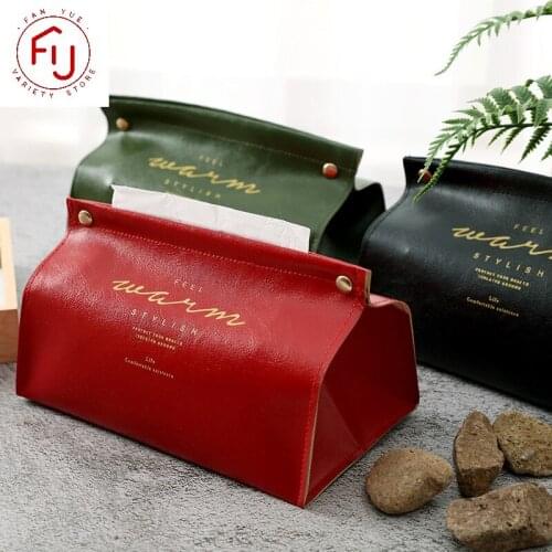 1Pc PU Leather Tissue Boxes Container for Kitchen Car Home Towel Table Napkin Papers Dispenser Holder Box Case Table Decoration