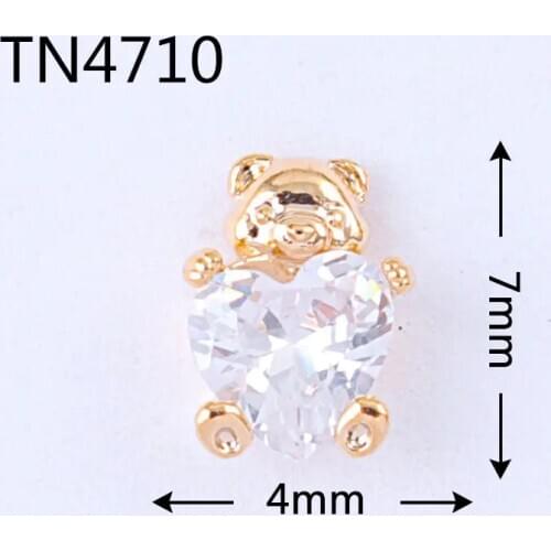 10pcs/lot TN4710 Heart Love Bear Alloy Zircon Nail Art Crystals Jewelry Rhinestone Nails Accessories Supplies Decorations Charms