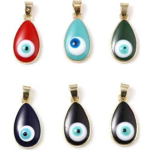 Hot Sale Religious Turkish eye Charms Drop Gold Color Evil Eye Enamel Charms For DIY jewelry Materials Lucky Gift, 2 PCs