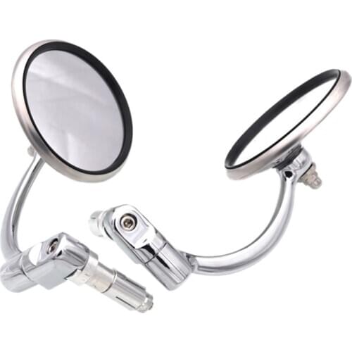 2 Pcs Universal Chrome Round Rearview Mirrors Bar End Side Mirrors for Motorcycle Chopper Scooter Cafe Racer Accessories