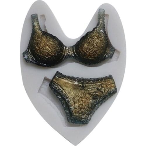 3D Sexy Women Underwear Suit Shape Silicone Mold Fondant Mould Resin Clay Sugarcraft Fondant Cake Decor DIY Hard Candies M68E