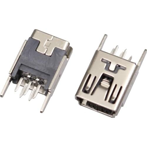 50Pcs Mini USB Type B Female 5 Pin 180 Degree DIP 2 Straight Leg PCB Solder Socket Jack Connector