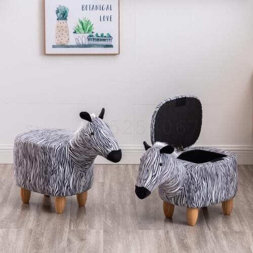 8000 Creative Deer Changing Shoes Stool For Household Door Can Sit On Shoes Stool Solid Wood Foot Storage Low Stool Cartoon