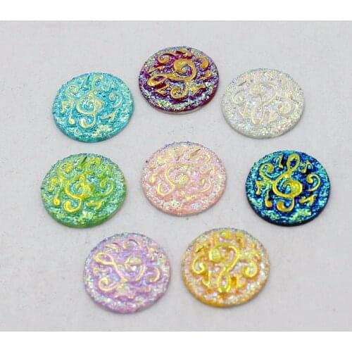 Free Shipping 50pcs/lot 10mm Multi Music flower Ore surface Design Flatback Resin Heart Stone Beads,Resin flatback