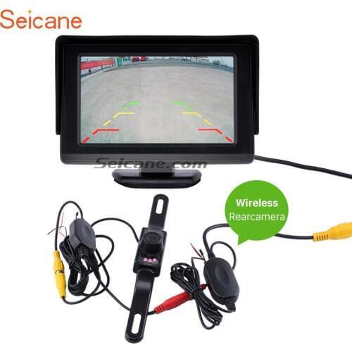 Seicane Digtal TFT LCD 4.3 Inch Monitor Displayer with Backup RearView Camera Reverse Parking with free Wireless Rearview Camera