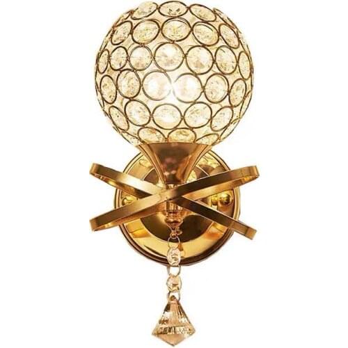 Hot selling luxury crystal wall lamp bedroom bedside decor wall light indoor stairs balcony lightings nordic decoration home