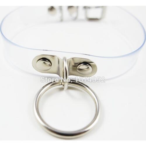 Kawaii Lolita Women Girl Fetish O Round Pendant Punk Clear Transparent Vinly Choker Collar Necklace