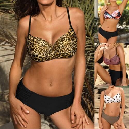 Swimsuit Leopard Print Push Up Bikini Set Women Swimwear Hight Waist Sexy Push-Up Padded Bikinis Summer Bathing Suit biquini