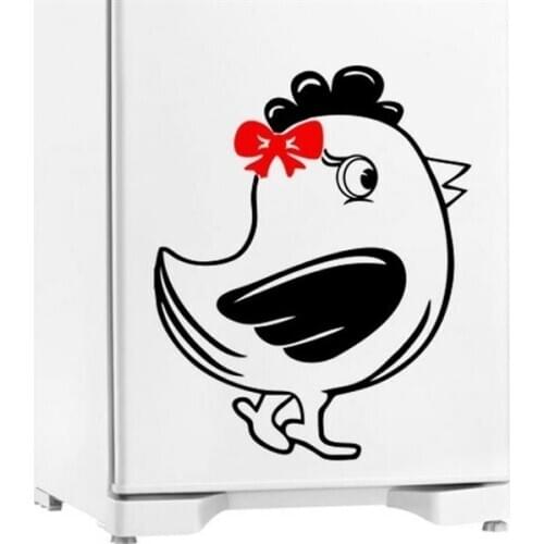 Chicken with Bow Tie Refrigerator Sticker Self-adhesive PVC Fridge Decal Waterproof Removable Cute Animals Wallpapers LC1812