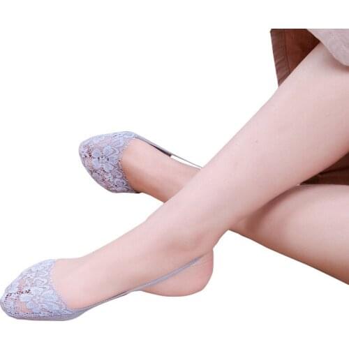 Summer Lace Cotton Bottom Half Foot Non-heel Sling Thin Socks Women Fashion Breathable Anti-grinding Toes Invisible Sock Slipper