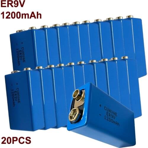 20PCS ER9V 1200mah lithium battery 9V Li-SOCl2 Batteries For Smoke alarm lithium-ion battery replace for 6LR61 6F22