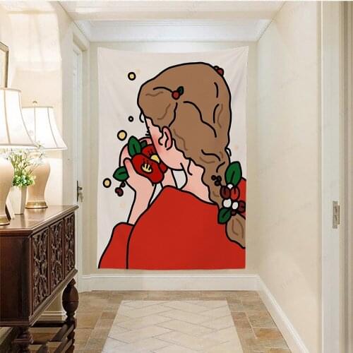Cartoon People Cute Girls Tapestry Wall Hanging Backdrop Cloth Room Decor For Children Kids Aesthetic Art Tapestry Wall Carpet