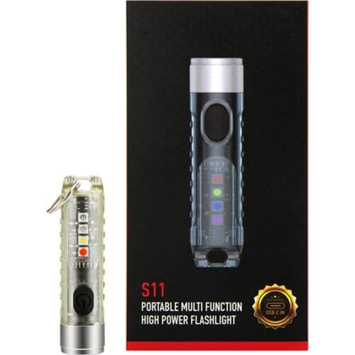 USB Charging Mini Flashlight With Luminous Keychain 5 Brightness Adjustable Rechargable Lamp Compact And Portable Waterproof