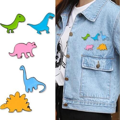 Fashion Cartoon Dinosaur Enamel Mini Cute Animal Pins Clothes Hat Decoration Jewelry For Men Women