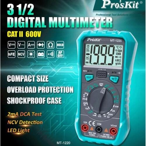 Proskit Digital Auto Range True Rms Multimeter Tester Professional Multi Meter With Transistor Tester NCV Detection LED Light