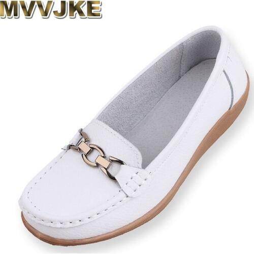 MVVJKE Summer Genuine leather Breathable Mother Woman Flat Shoes For Women Loafers Chaussure Femme Ladies Trainers Zapatos Mujer