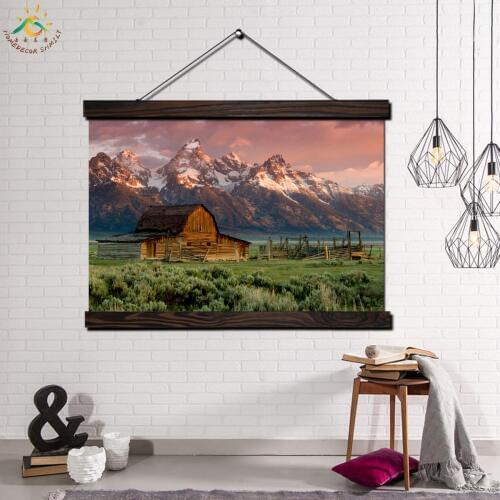 Barn in the Landscape Modern Wall Art Print Pop Art Picture And Poster Solid Wood Hanging Scroll Canvas Painting Home Decor