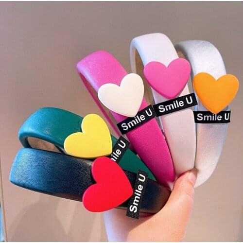Love Pu Leather colorful Hairbands For Women Headbands Korea Hair Accessories Hair Band Hair Bows Crown