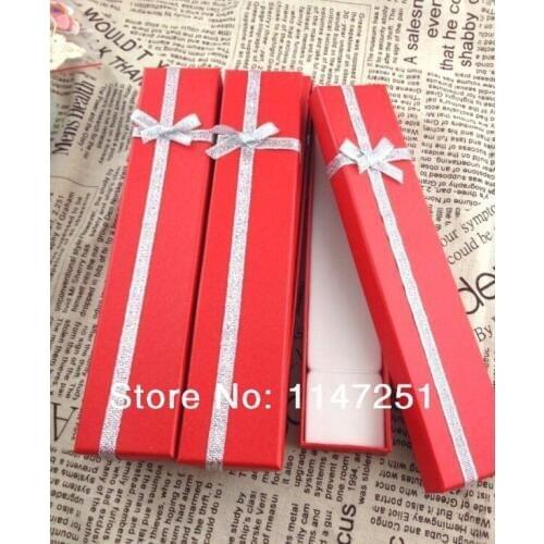 Wholesale 60pcs/lot Red Paper Necklace Box 20x4x2cm Jewelry Display Packaging Box Favor Necklaces Bracelet Boxes For Jewelry