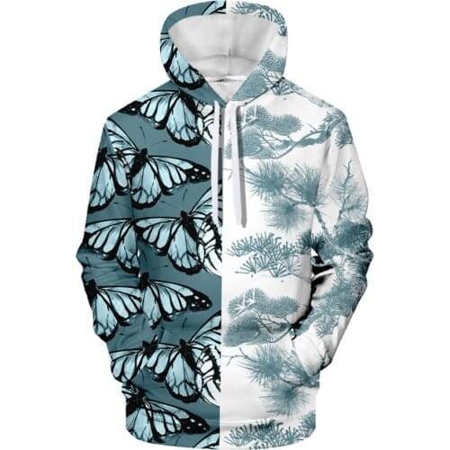 Factory wholesale mens clothing creative pine animal 3D digital print pullover 3D short sleeve drawstring hooded sweater