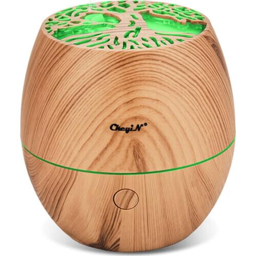 Portable 3MHz Ultrasonic Humidifier 120ml Aroma Essential Oil Diffuser Hallow Wood 7 Color Light Aroma Lamp For Home Office