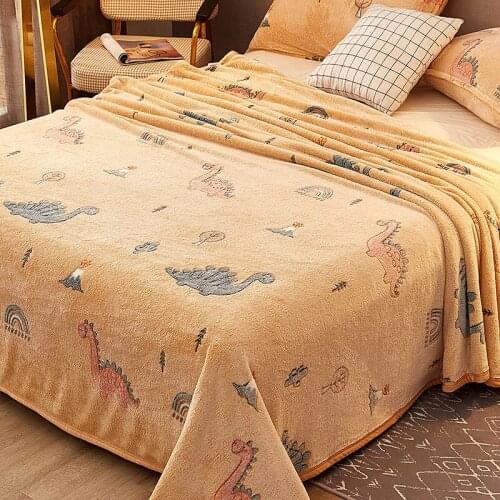 NEW Selling Coral Fleece Flannel Blanket Bed Sheet Blanket Double Winter Warmth Plus Velvet Air-Conditioning Blanket Hot