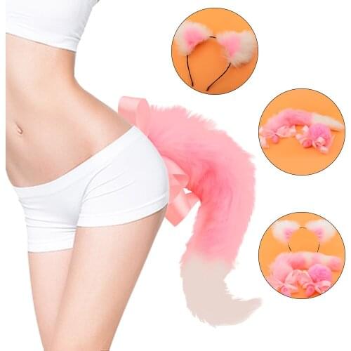 Sexy Metal Butt Plug Tail Set Cute Ears Headbands with Fox Rabbit Tail Anal Plug Erotic Cosplay Accessories Sex Toys for Couples