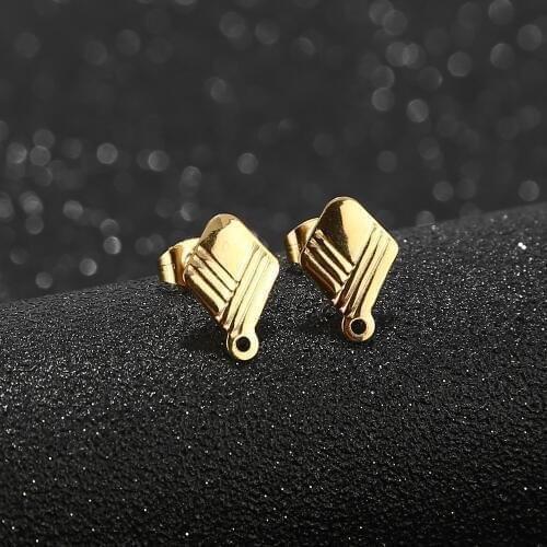 10pcs Stainless Steel Ear Studs Component Golden Earring with hole For DIY jewelry making
