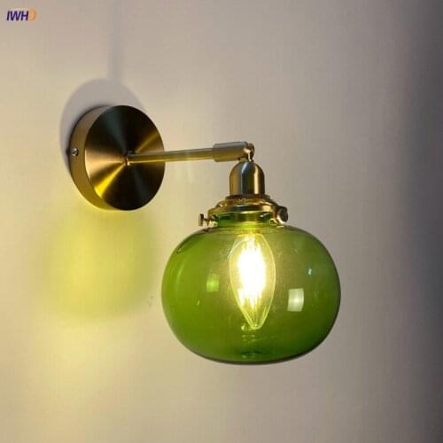Modern Glass Ball LED Wall Lamp For Home Decor Indoor Lighting Blue Green Clear Lampshade Wandlamp Living Room Bedroom 110V-220V