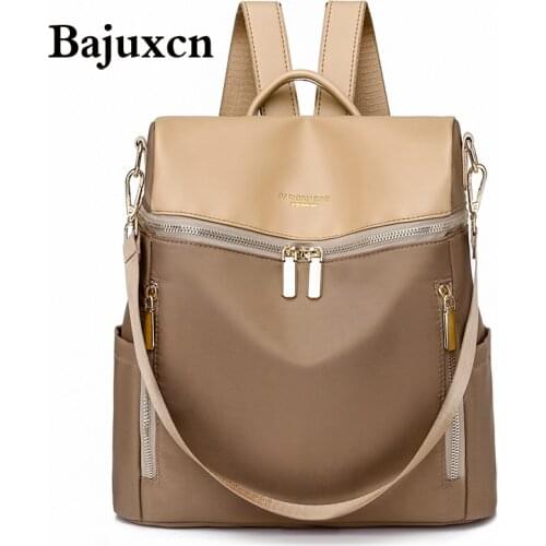 Pure color zipper backpack ladies backpack 2021 new youth girl school bag college style large shoulder bag light travel bag