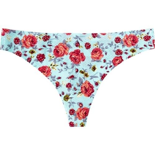 Women Sexy Flowers Lingerie Temptation Low-waist Panties Thong No trace Breathable Underwear Female G String Intimates