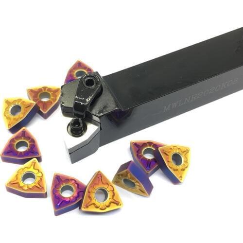 10PCS WNMG080408 + 1PC MWLNR2020K08 Turnning Cutter Holder Turning Tools Holder Carbide Insert For CNC Lathe Tool With Wrench