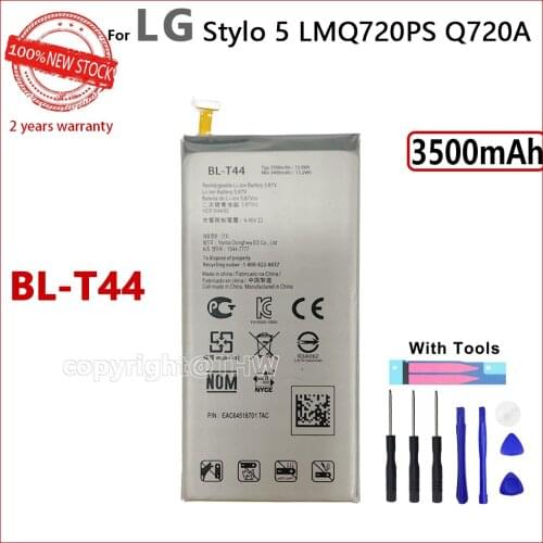 100% Genuine BL-T44 Battery For LG Stylo 5 LMQ720PS Q720A 3500mAh Mobile Phone Original High Quality Batteries With Gift Tools