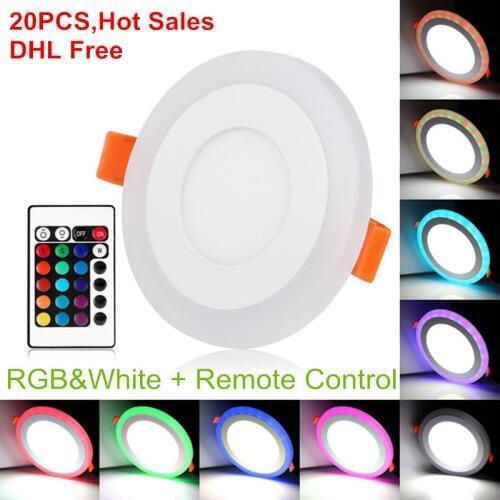 20pcs Hot sales colorful LED Panel Downlight 6W- 24W RGB Panel Light AC85-265V Recessed Ceiling Lamp Round led downlight