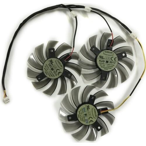 3Pcs/set HD7870/R9 270X GPU Cooler 3Pin Graphics Card Fan For Gigabyte GV-R787OC-2GD GV-R787WF3 GV-R927XOC Card as Replacement