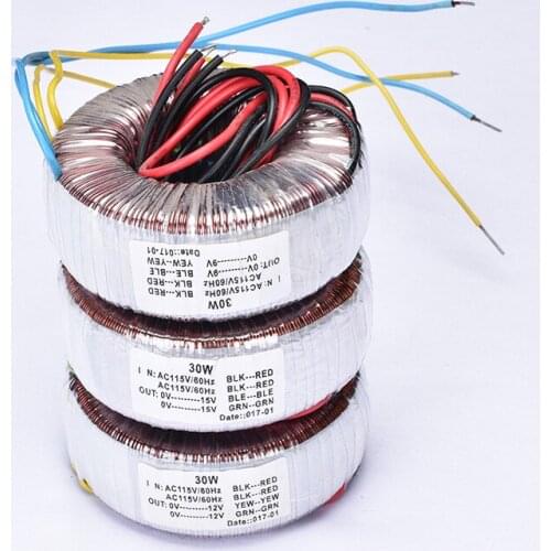 220V 30W Audio Transformer Pure Copper Wire Ring Cattle Amplifier Transformer Double 15V Dual 12V Double 9V Three Specifications