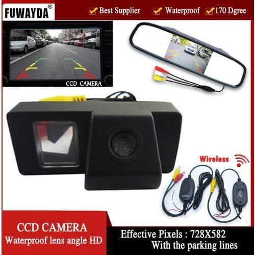 FUWAYDA Wireless CCD Car RearView Camera for TOYOTA LAND CRUISER 200 LC200/Toyota REIZ 2009,with 4.3Inch Rearview Mirror Monitor