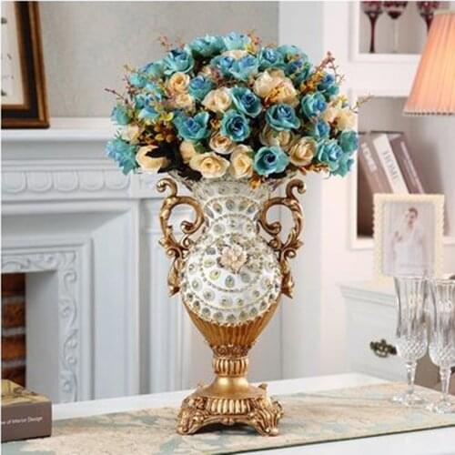 American style resin vase decoration, living room flower arrangement, retro creative home table decoration