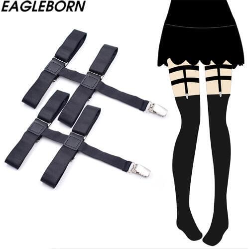 EAGLEBORN Pantyhose strap stockings anti-slip garter metal clip black Women Suspenders Braces Sexy bandage
