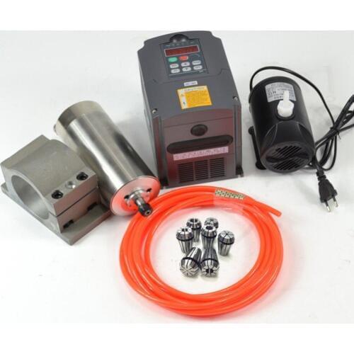 ER11 Spindle Motor 1.5kw Water Cooled Spindle & 1500W VFD variable drive & 80mm clamp & cooling Water pump& collet for CNC