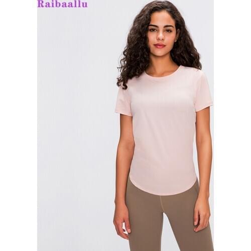 Raibaallu Spring and summer new style yoga short sleeve T-shirt female fitness running fashion quick dry