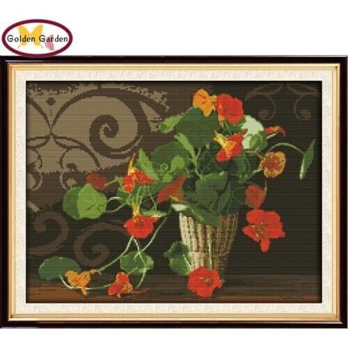 GG The Morning Glory Flower Cross Stitch DIY Kits Needlework Embroidery Paintings Joy Sunday Counted Cross Stitch for Home Decor