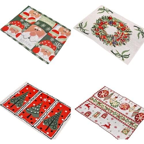 Hot Sale Non Slip Heat-Resistant Rectangle Holiday Table Place Mats Christmas Placemats for Dining Table Decoration
