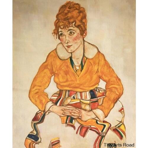 Canvas Painting Portrait of the Artists Wife, 1917 by Egon Schiele Wall Painting Woman Art Hand-made High Quality
