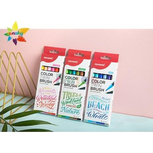 Monami 6 color Double head brush Soft head thick and thin combination Watercolor pen sketch drawing calligraphy line drawing