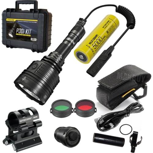 Nitecore P30i KIT Flashlight + TSL10i Signal Light+ GunMount+Filter + NL2150HPi Rechargeable Battery+ RSW2i Remote Free Shipping
