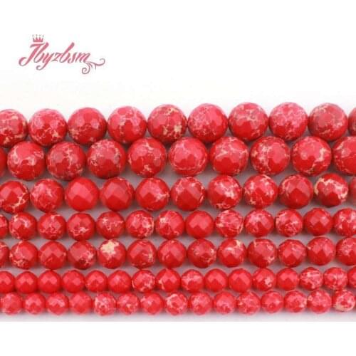 Red Sea Sediment Imperial Jaspers Beads Round Faceted Stone Beads for DIY Necklace Bracelet Earring Jewelry Making Strand 15"